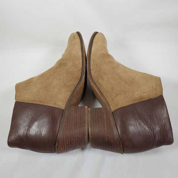 Madewell The Cait Ankle Boots Sz 7 Leather Suede Tan Brown Ankle Booties - Picture 4 of 9